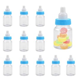 HERCHR Candy Box 12 Bottles Blue, Baby Shower Decoration Boy, Candy Bottle Reusable Candy Bottles Gift Box, Bottles Gift Box, Favours Christening Baby