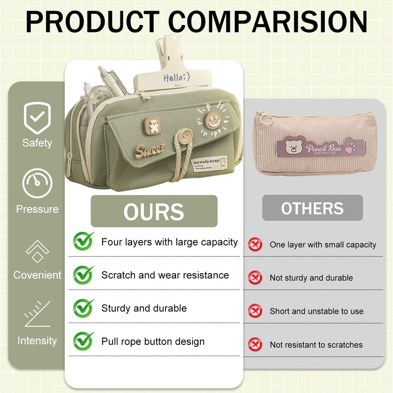 Pencil Case with Large Capacity, Girls Pencil Case, Large Capacity,