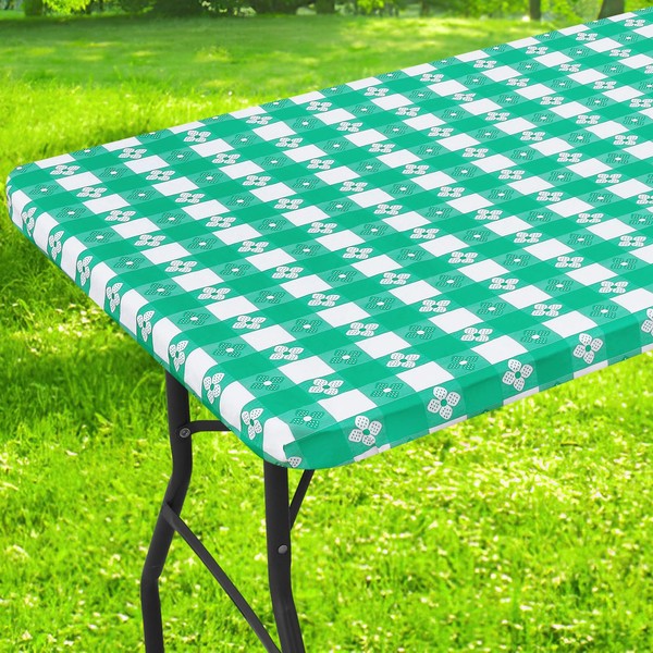 Spotjoy Rectangle Picnic Table Cloth, Waterproof Elastic Fitted Outdoor Table