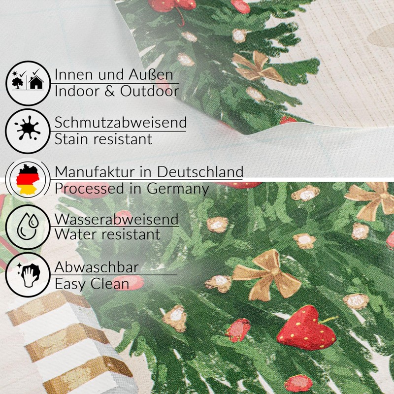 ANRO Oilcloth Tablecloth Christmas Tablecloth Washable Oilcloth Christmas Wax Tablecloth