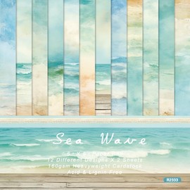 Spring Summer Sea Wave Scrapbook, DIY Album Scrapbook Paper, Greeting Card Making Background Paper Craft Supplies Painting Decoration Travel Diary Paper 6"x6"