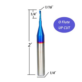 Ruhi 5PCS O Flute Spiral Router Bits Set 1/4 Inch Shank with Coating Acrylic CNC Milling Cutter 1/16 inch Cutting Diameter UO505