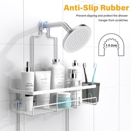 AKTECKE Shower Caddy Hanging Bathroom Organizer: Rustproof Shelf for Inside Shower - No Drilling Racks Over Showerhead - Bath Shelves for Shampoo, Soap White