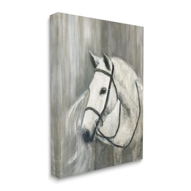 Stupell Industries White Horse Riding Bridle Contemporary Equestrian Portrait, Designed by Sally Swatland Canvas Wall Art, 30 x 40