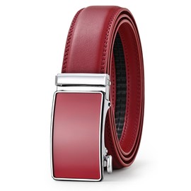 Lingli Men's Belt Ratchet Dress Belt with Automatic Buckle Brown/Black-Trim to Fit-35mm wide-120-RED-120