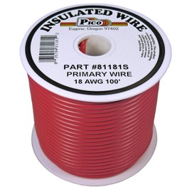 Pico Wiring Accessories 81181S Primary Wire - 18 AWG, Red, 100' Spool