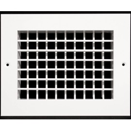 24"w X 6"h Aluminum Double Deflection Adjustable Air Supply HVAC Diffuser - Full Control Vertical/Horizontal Airflow Direction - Vent Duct Cover [Outer Dimensions: 25.6"w X 7.6"h]