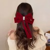 SINIDE Velvet Hair Bow Tail Satin Bow Long Tail Headpieces