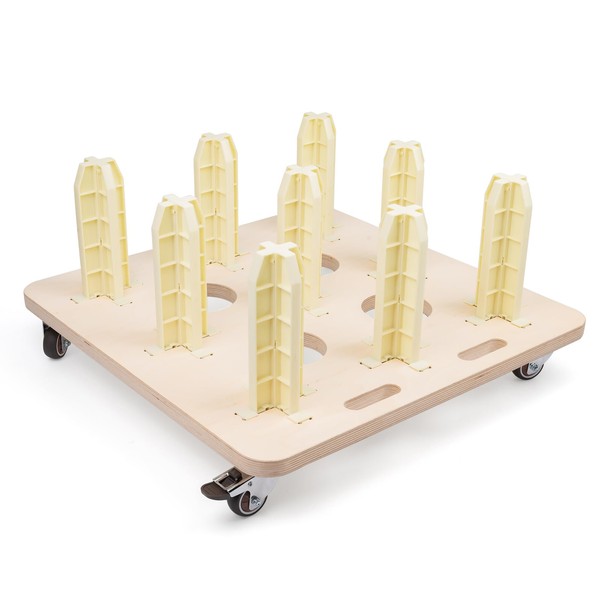 FOSHIO Wooden Vinyl Roll Holder with Caster Wheels, Vinyl Rack