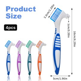 4er Set Tragbare Prothesenreinigungsbürsten mit Doppelseitigen, Mehrschichtigen Borsten, Ideal für Reisen - 4 Farben