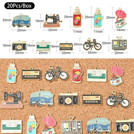 UR URLIFEHALL 20 Pcs Enamel Household Appliances and Transportation Charms Pendant for Earring Necklace Bracelet Jewellery Making and Craft