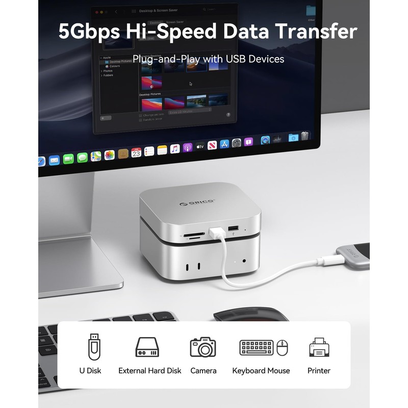 ORICO MiniLink Mac mini M4 Hub with SATA SSD Enclosure,