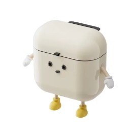 UFORU US Stock Creative Cute Hanging Dustbin Design Plastic Kitchen Trash Can with Lid Wall Mounted Waste Bincapacity: 12L, color: Beige
