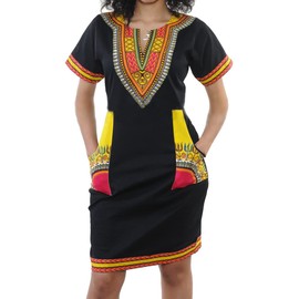 JTNFairy Women's African Tribe Dresses Bohemian Print Traditional Elegant Dress