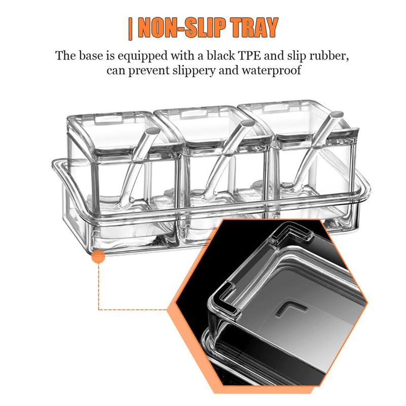 V·RESOURCING Clear Seasoning Box, 3 Pieces Seasoning Rack Spice Pots