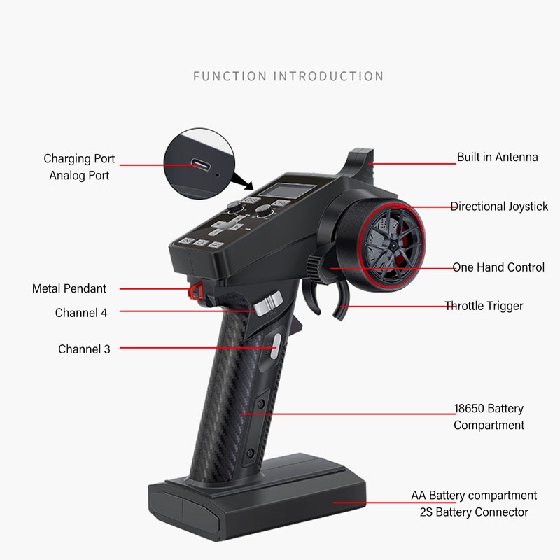 2.4GHz 6 Channel Transmitter Receiver Professional High Sensitivity One Hand