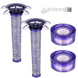 Erinice Upgraded V8 Filter Replacement for Dyson V8 V7 New Version / SV25 / SV37/ V8 Animal Extra Cordless Vacuum, 2 Post + 2 Star Pre-motor Filters, Replace to Part # 965661-05