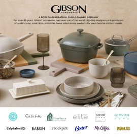 Gibson Soho Lounge Gibson 99813.16R Elite Soho Lounge 16 Piece Reactive Glaze Dinnerware Set, Teal/Black Tutone