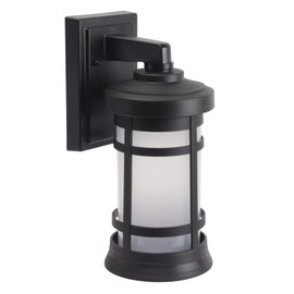 Solus SPC50SF-LE26C-BK Round Decorative Composite Outdoor Wall Mount Light Fixture with 4000K LED Lamp, Black Housing with Frost Acrylic Lens, Extends 7.1" Outwards, 12.75" H x 5.75" W, UL Listed
