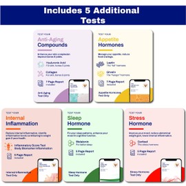 Advanced Food Intolerance Labs AFIL | Food & Drinks Sensitivity Testing Kit 750 + Items | 5 Additional Tests for Appetite Hormones, Anti-Aging Compounds, Internal Inflammation, Sleep Hormone & Stress Hormone