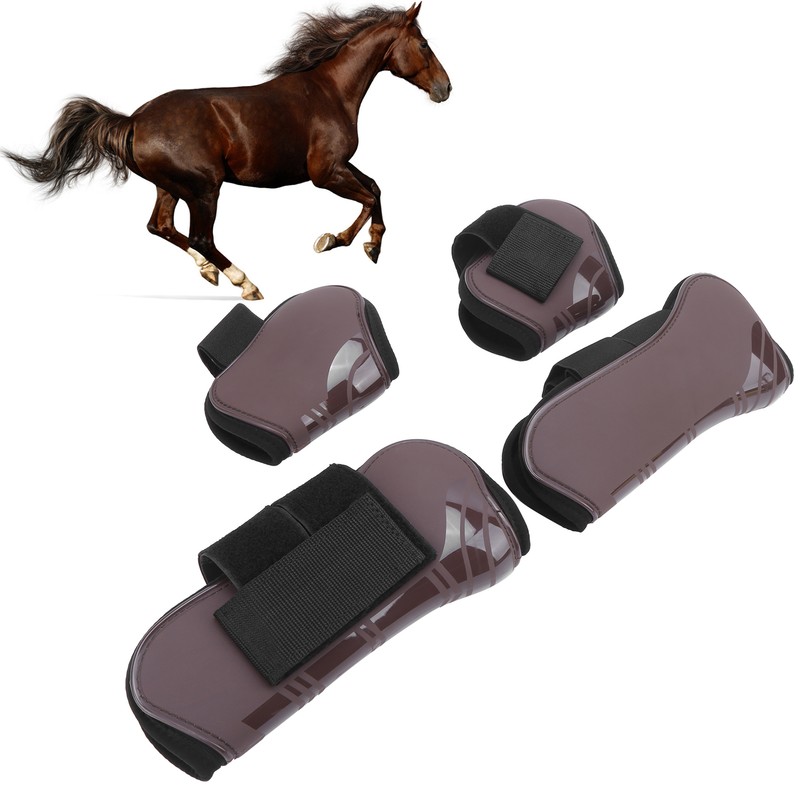 1Set Horse Tendon Boots PU Elastic Thickened Adjustable Horse Leg