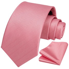 HISDERN Ties for Men Wedding Tie with Pocket Square Set Classic Tie Men's Formal Elegant Business Tie Party, pink