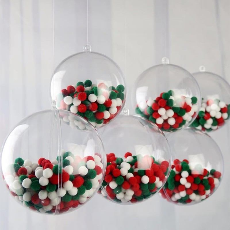 ESJNNK 20 Pcs Ornaments Balls, Clear Hollow Balls, 2.4 inches