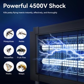 ZETAWALE Solar Bug Zapper Outdoor Waterproof Patio Mosquito Zapper Solar Powered with Light Sensor Portable Camping Fly Trap for 2000 sq.ft Fly Zapper Mosquito Killer Ideal for Garden and Backyard