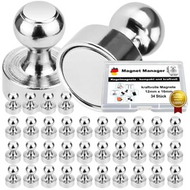 Magnet Manager - Office Magnets - Small Magnets 12 x 16 mm - Strong Magnets - Silver - Premium Mini Magnets - Fridge Magnets - Cone Magnets - Magnets for Magnetic Board - Whiteboard Magnets (34)