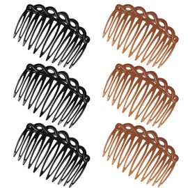 COMNICO French Side Combs 6 Pieces Hair Comb Clip Plastic Hair Side Combs Set Teeth Side Parting Comb Hair Comb Accessories Set (Black/Dark Brown)