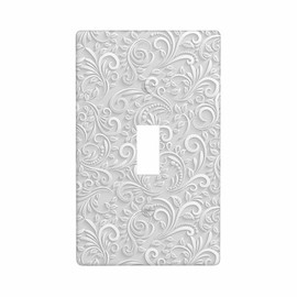 Moslion White Tree Vine Light Switch Plug Covers Carved Leaf Swirl Lines 1-Gang Toggle Wall Plate Home Decor for Kitchen Bathroom Bedroom