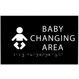 ADA CENTRAL SIGNS - 6" X4" Baby Changing Area Sign | Tactile Graphics Grade 2 Braille Text Baby Care Sign| ADA Compliant Wall Mount Plastic Restroom Sign for Hospital, Offices, Clinics and Apartments