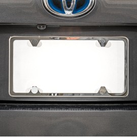 Circle Cool T304 Stainless Steel Polish Mirror 4 Hole Slim License Plate Frame Holder Tag w/Chrome Metal Cap …