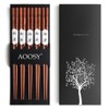 5 Pairs Natural Wooden Chopsticks Reusable Classic Japanese Style Chop