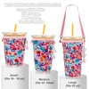 3PC Reusable Neoprene Iced Coffee Sleeve with Strap & Charms