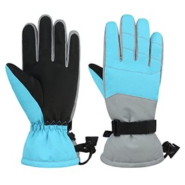 Durio Children's Ski Gloves, Waterproof Ski Gloves, Warm Gloves, Suitable for Children from 6-14 Years, Teal Green, L (10-14 Years)