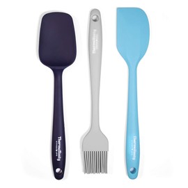 ThermoTasty All-in-One Silikon Pinsel-Löffel-Spatelset 3er-Set, Schaber/Teigschneider, Küchenhelfer geeignet für den Thermomix® zum Umrühren, Mixen, Schneiden, Dekorieren, Glattstreichen, Bestreichen