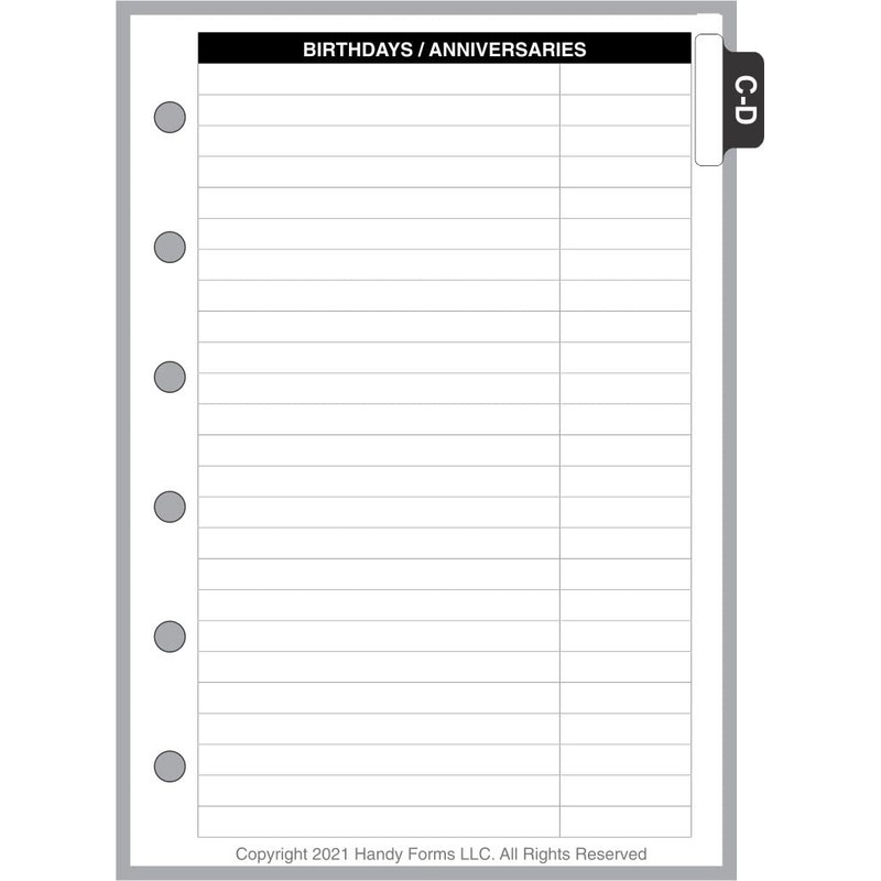 Pocket-Plus Size Name & Address Refill, Sized and Punched for