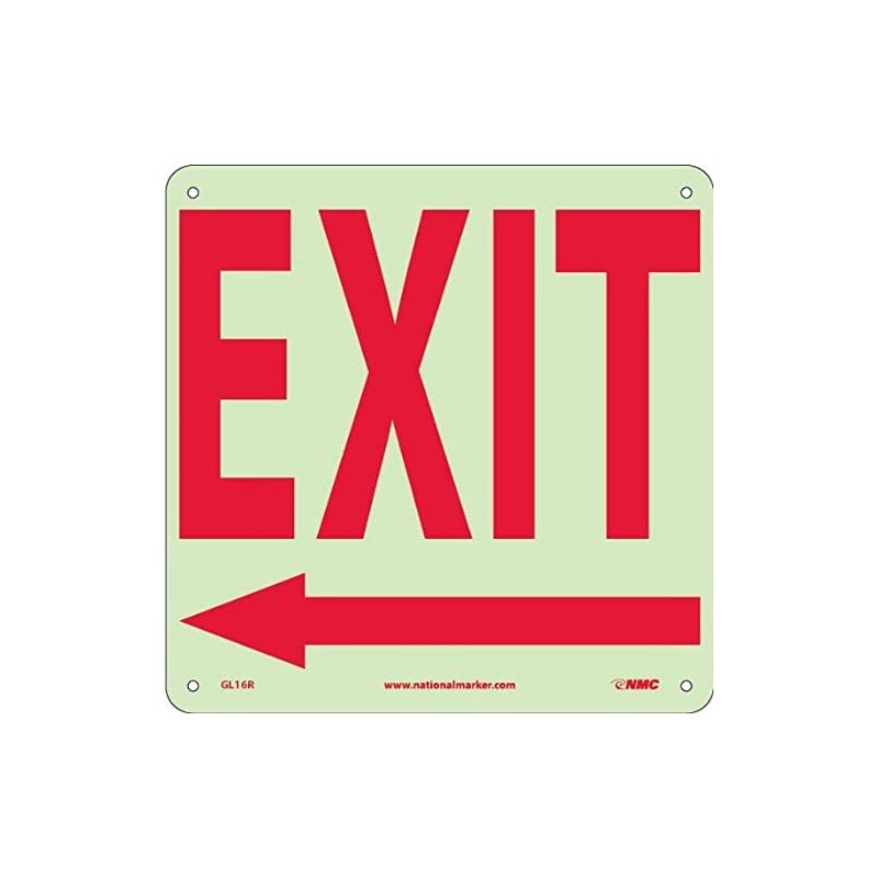 NMC GL16R Safety Sign with Left Arrow Sign, "EXIT", 10"
