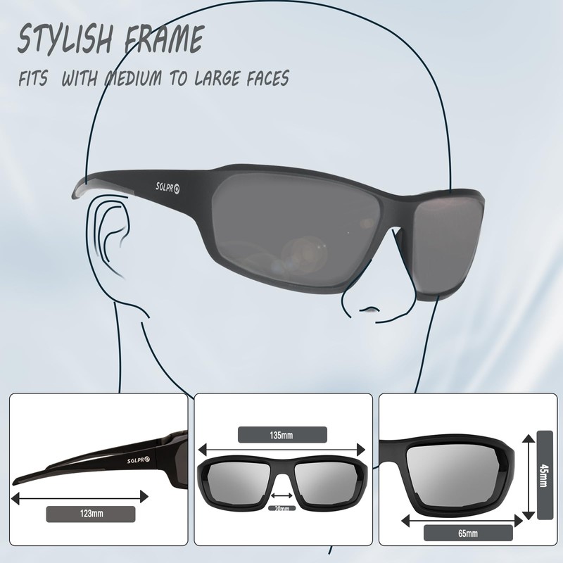SOL PRO Polarized Sports Sunglasses Foam Padded for Men and