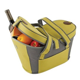 True by True Fabrications Collapsible Style Insulated Picnic Tote for Groceries, Cold Food, Warm Food, Picnics, BBQ's Potlucks - Green