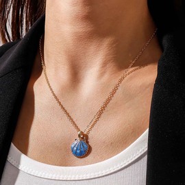 Inilbran Bohemia Sea Shell Choker Necklace Vintage Scallop Shell Pendant Necklace Choker Gold Seashell Clam Necklace Choker Summer Beach Scallop Seashell Necklace Chain Jewelry for Women and Girls