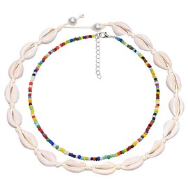 Generisch Pack of 2 Shell Necklaces, Women's Natural Shell Choker Necklaces, Bracelet Jewellery Set, Boho Shell Necklace, Natural Shell Choker Necklace, Shell Chain, sleeve