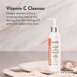 Maritime Naturals Vitamin C Cleanser for Bright, Refreshed Skin | Body & Face Cleanser made with Organic & Natural Ingredients | Gentle Face Wash for Oily, Dry and Sensitive Skin (240 ml)