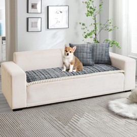 WTHAVEN Couch Cover for Dogs Washable, Fuzzy Pet Couch Covers for 3 Cushion Sofa Pet Friendly, Non Slip Sofa Cover (Milk Velvet Dark Gray, 27.6"x70.9")