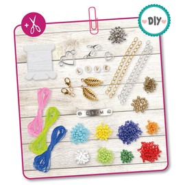 LENA 42721 Rocailles Friendship Bracelets, Craft Set for Children from 8 Years, Latch Set with Yarns, 8 Colours, Creative Set in Colourful Folding Box, Plastic Beads, Multi-Colour, 18.5 x 4 x 17 cm