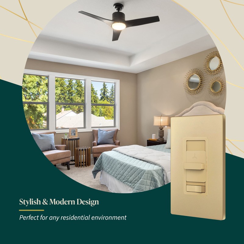TOPGREENER Kalide Light Switch and 3-Speed Ceiling Fan Control Combo,