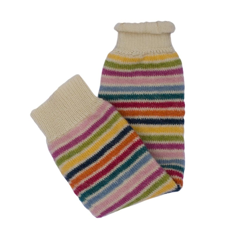 Hirsch Natur, Leg Warmers 100% Wool (kbT), Natural/striped waistband