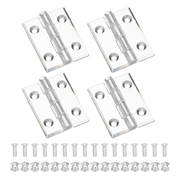 sourcing map Small Acrylic Hinges Plastic Clear Hinge 45 x