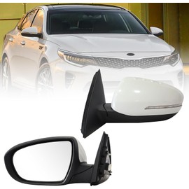 Rear Door View Mirror Fit For 2011 2012 2013 Kia Optima EX/LX/SX，With Turn Signal Side Door View Mirror Right Side Replacement for 876202T110 KI1320152（5 Pins，White）